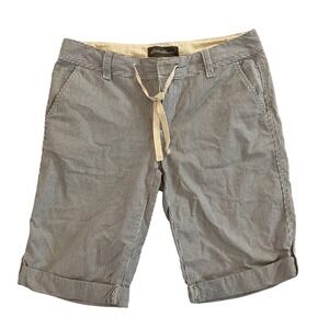 Eddie Bauer Womens Size‎ 4 Striped Shorts Drawstring Cuffed Hem Casual